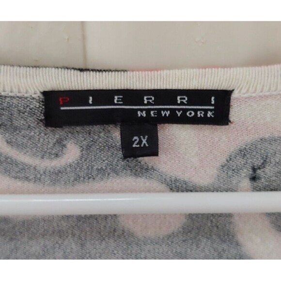Pierre New York Womens Sweater Top 2X Floral Paisley Black Pink Pullover - Picture 7 of 8